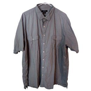 Men's 2XLT Grey Claiborne Button Up Short Sleeve Shirt